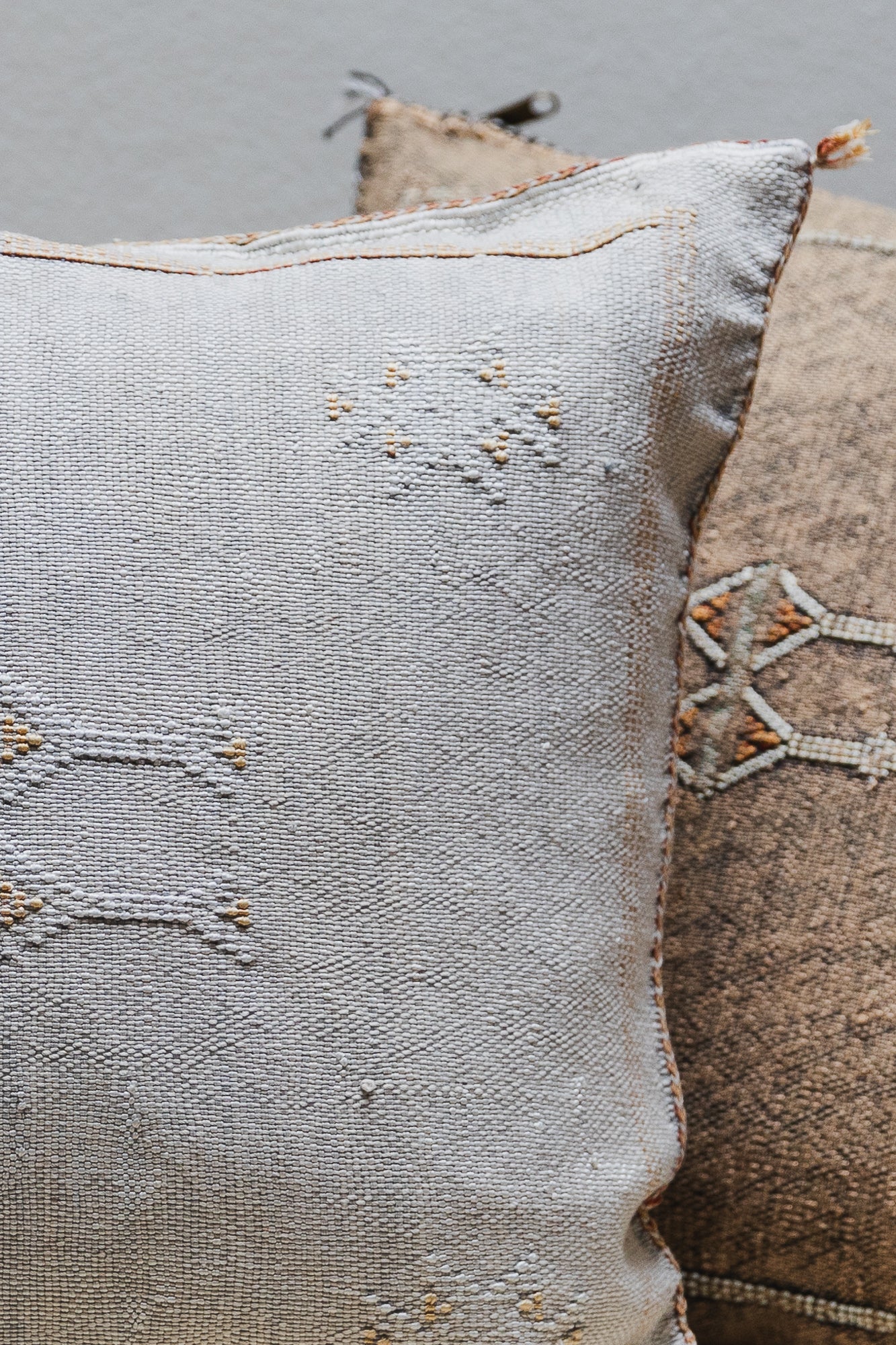 Cactus Silk Cushion Cover - White Cement Color